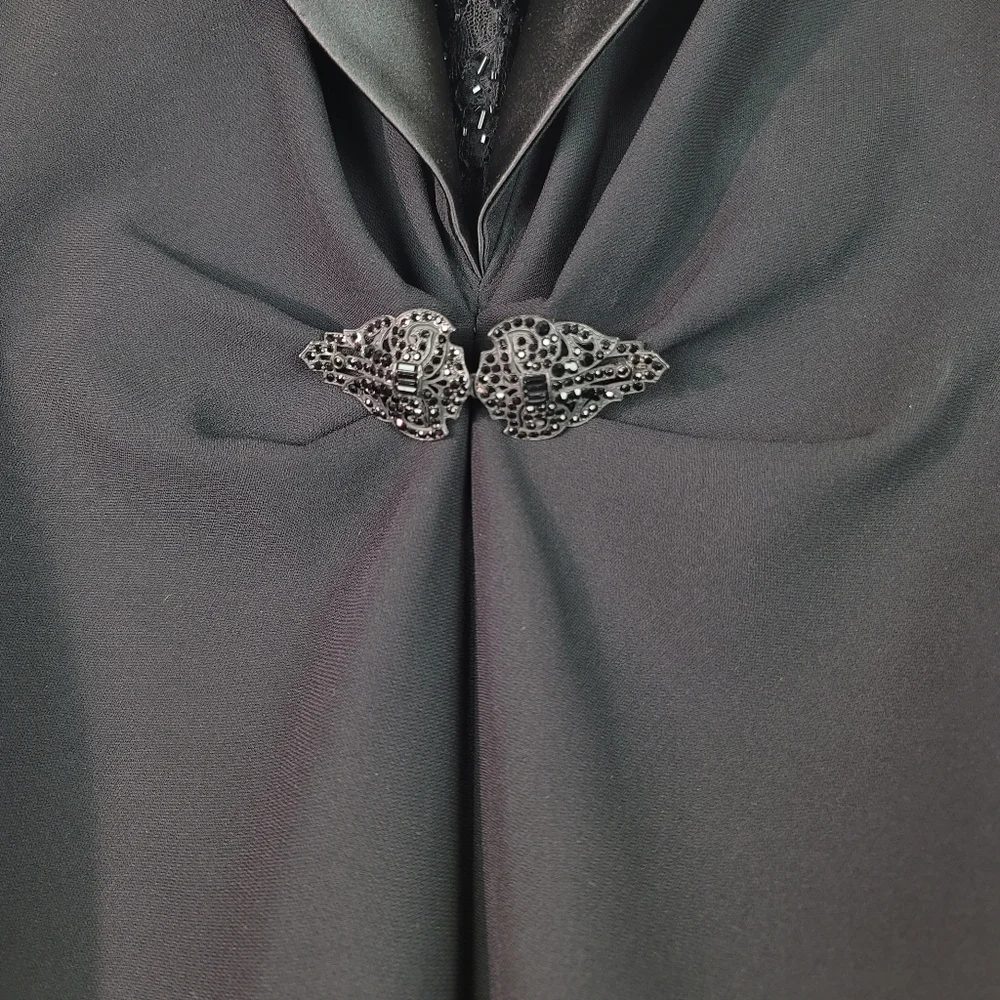 Kay Unger New York All Black plunge v-neck cocktail dress size 10 - Picture 7 of 13